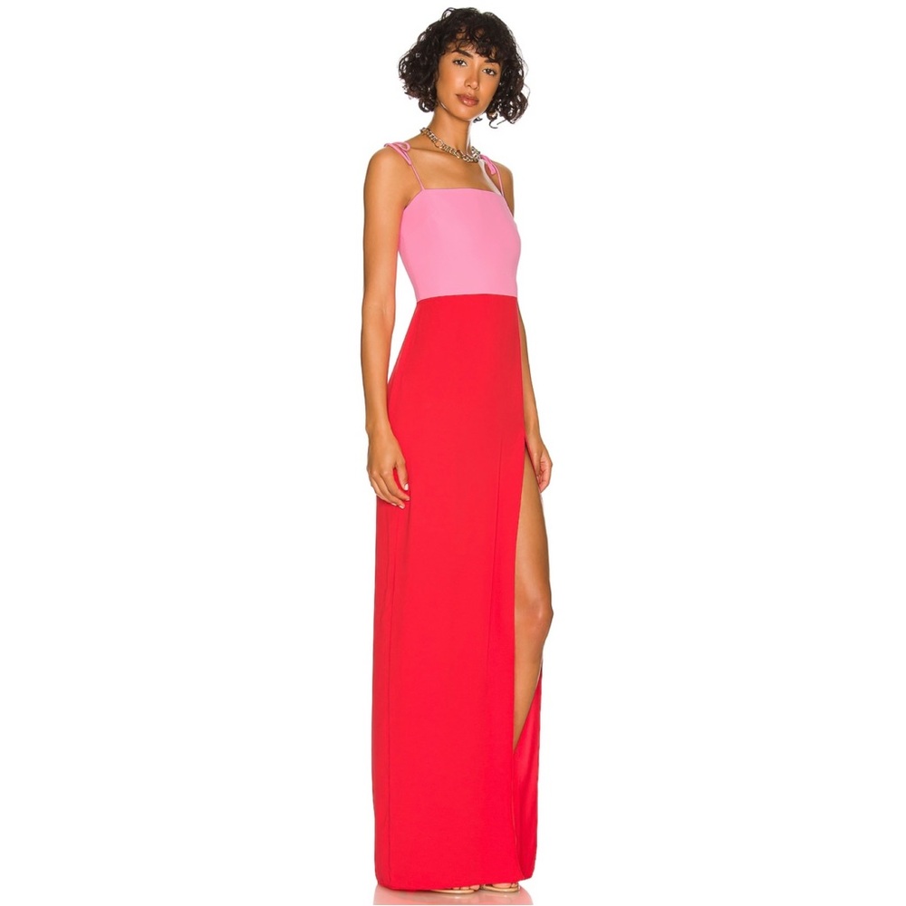 Amanda Uprichard X REVOLVE Pink & Red Avani Gown with Slit